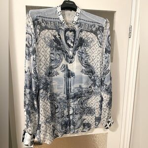 Dolce & Gabbana Majolica Silk Shirt - Size 43 (Fits XL/2XL) - Authentic Luxury